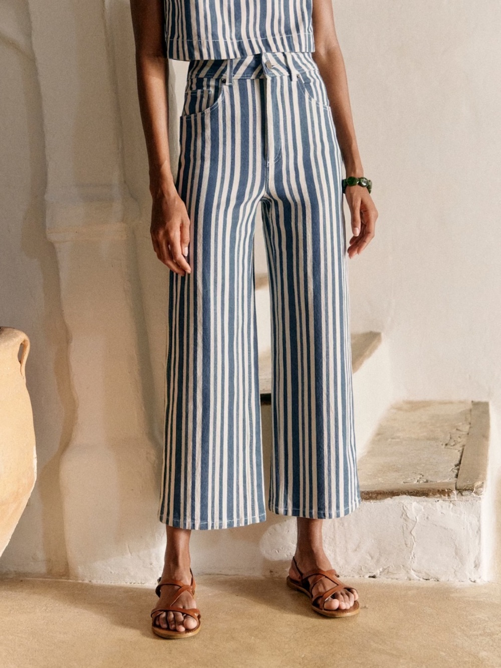 Sezane Le Crop Swim Stripes Jean - Size 40